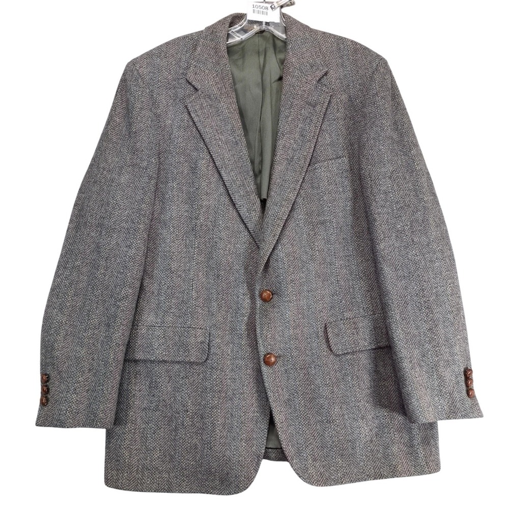 Vintage 90s Palm Beach Gray Stripe Tweed Sport Coat Mens 42R Wool USA Union Made
